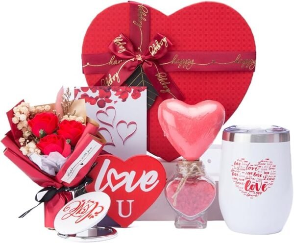 Gifts Box for Girlfriend Wife Lover Birthday Gifts for Women Heart-shaped Red Rose Love