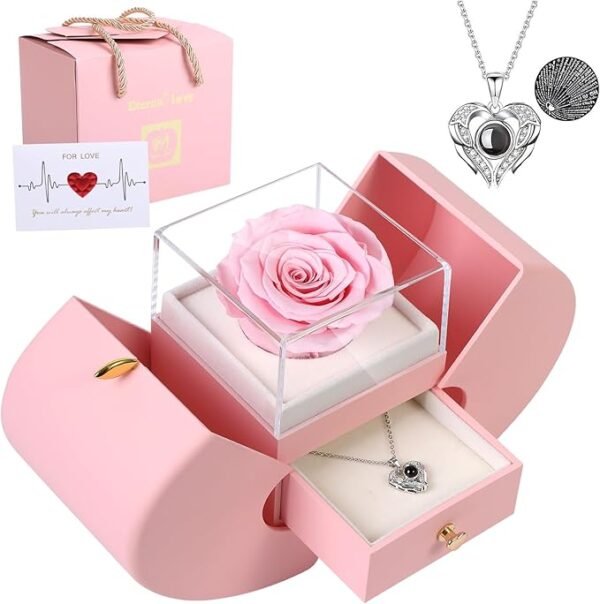 Preserved Real Rose with I love you Necklace - Image 4