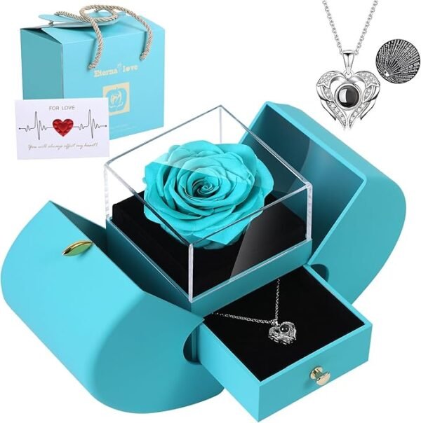 Preserved Real Rose with I love you Necklace - Image 3