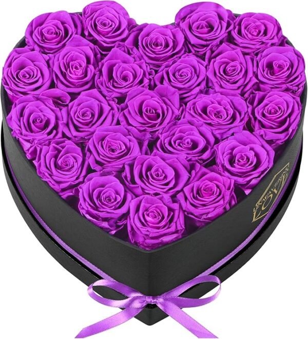 Valentines Day Gift for Her Red 24Pcs Eternal Preserved Roses Flowers in Heart Shape Box - Image 3