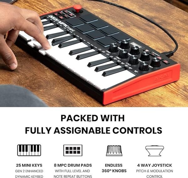 AKAI Professional MPK Mini MK3 - 25 Key USB MIDI Keyboard Controller With 8 Backlit Drum - Image 3